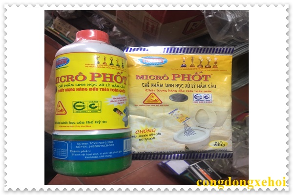 Bột phân hủy chất thải trong bồn cầu MicrôPhốt